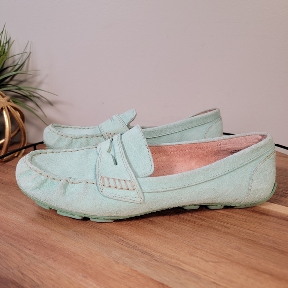 Cynthia Rowley Mint Green Suede Moccasin Driving Loafers Size 6.5 - Picture 8 of 17